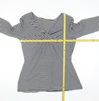 Linea Women’s Black Striped 3/4 Sleeve V-Neck Jersey Top XL