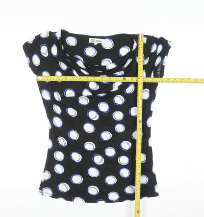 Debenhams Petite Women's Black Polka Dot Cowl Neck Blouse Size 6