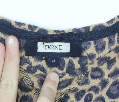 Next Women’s Brown Leopard Print Jersey T-Shirt Size 16