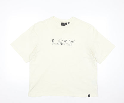 Lazy Oaf Men's Beige Graphic Cotton T-Shirt Size L
