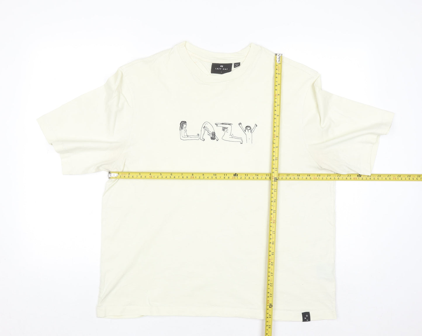 Lazy Oaf Men's Beige Graphic Cotton T-Shirt Size L