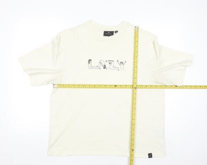 Lazy Oaf Men's Beige Graphic Cotton T-Shirt Size L