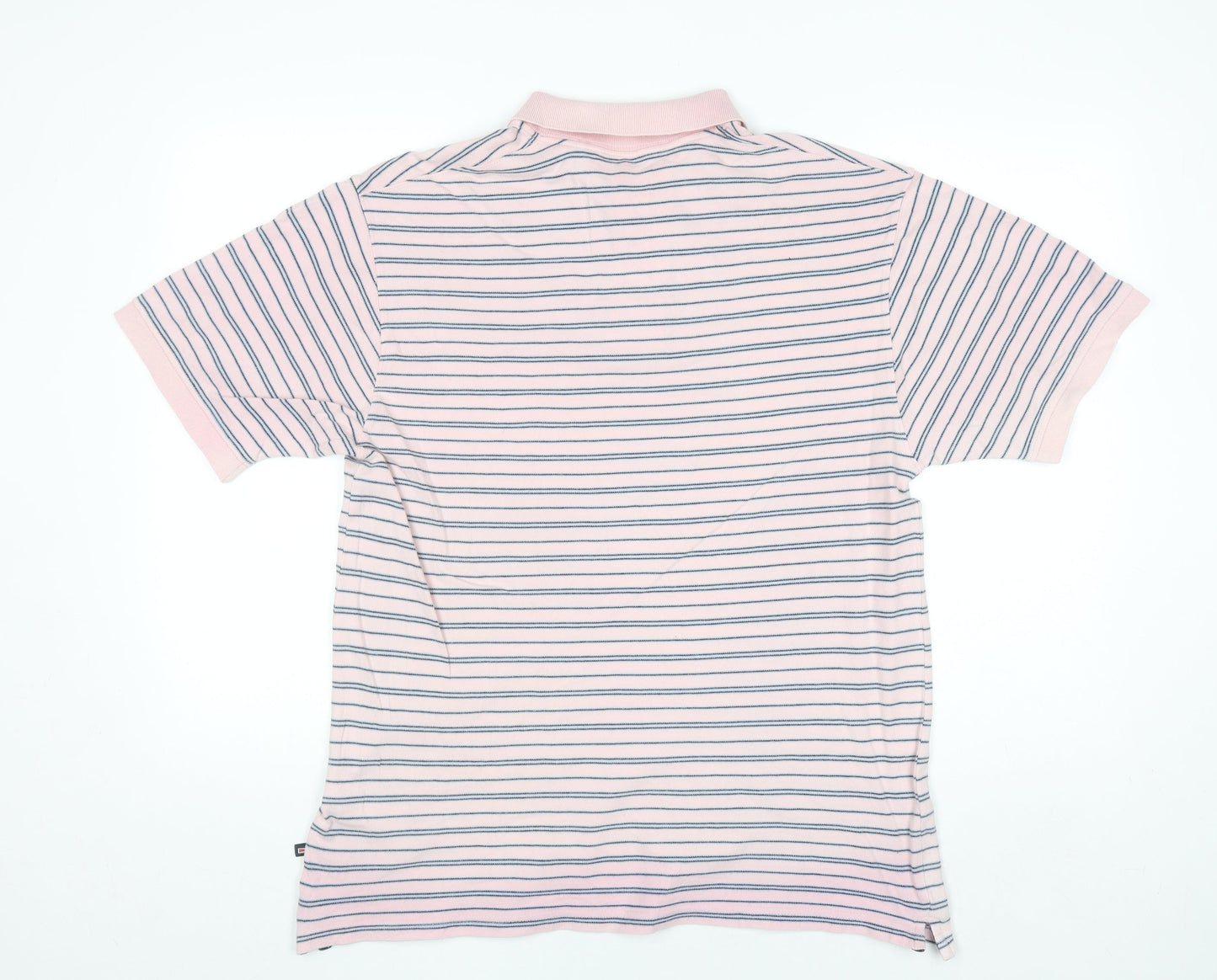 Marks and Spencer Men’s Pink Striped Short Sleeve Polo Shirt Size S