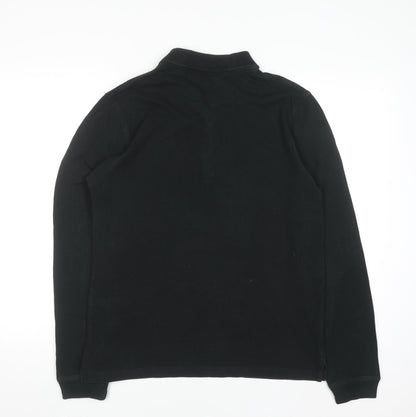 Lyle & Scott Men's Black Long Sleeve Polo Shirt Size L Cotton