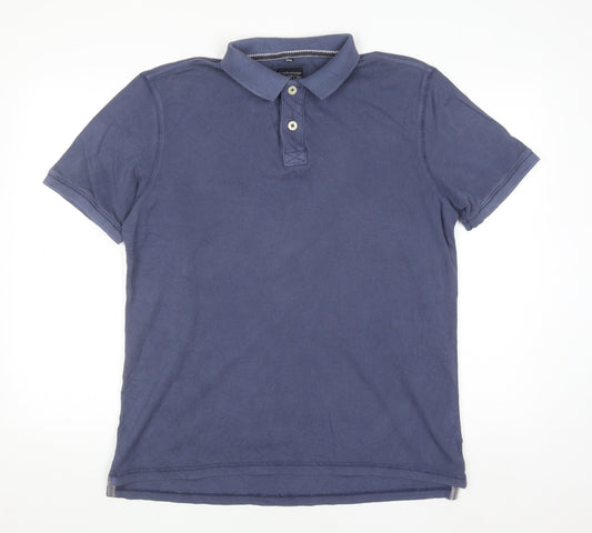 Boston Crew Men's Blue Cotton Polo Shirt Medium Short Sleeve