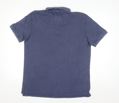 Boston Crew Men's Blue Cotton Polo Shirt Medium Short Sleeve