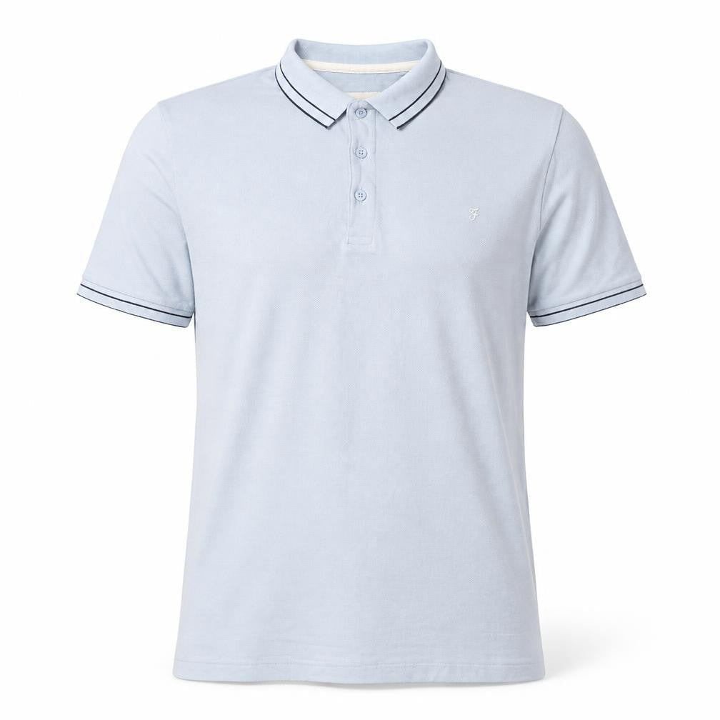 Farah Men's Light Blue Modern Fit Cotton Polo Shirt L
