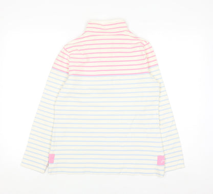Joules Women Cream Pink Blue Striped Pullover Sweatshirt UK 12