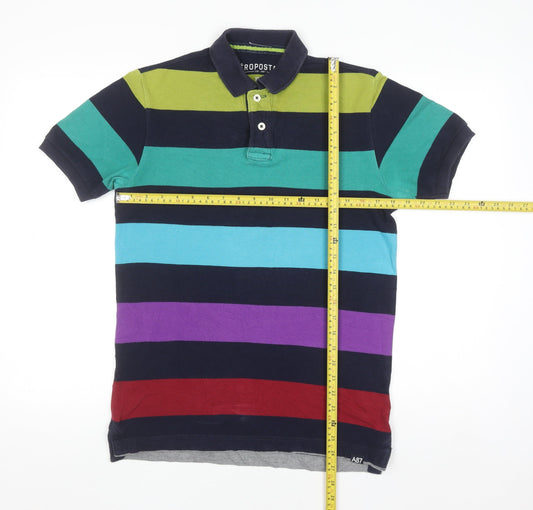Aéropostale Men's Multicoloured Striped Polo Shirt XS Cotton