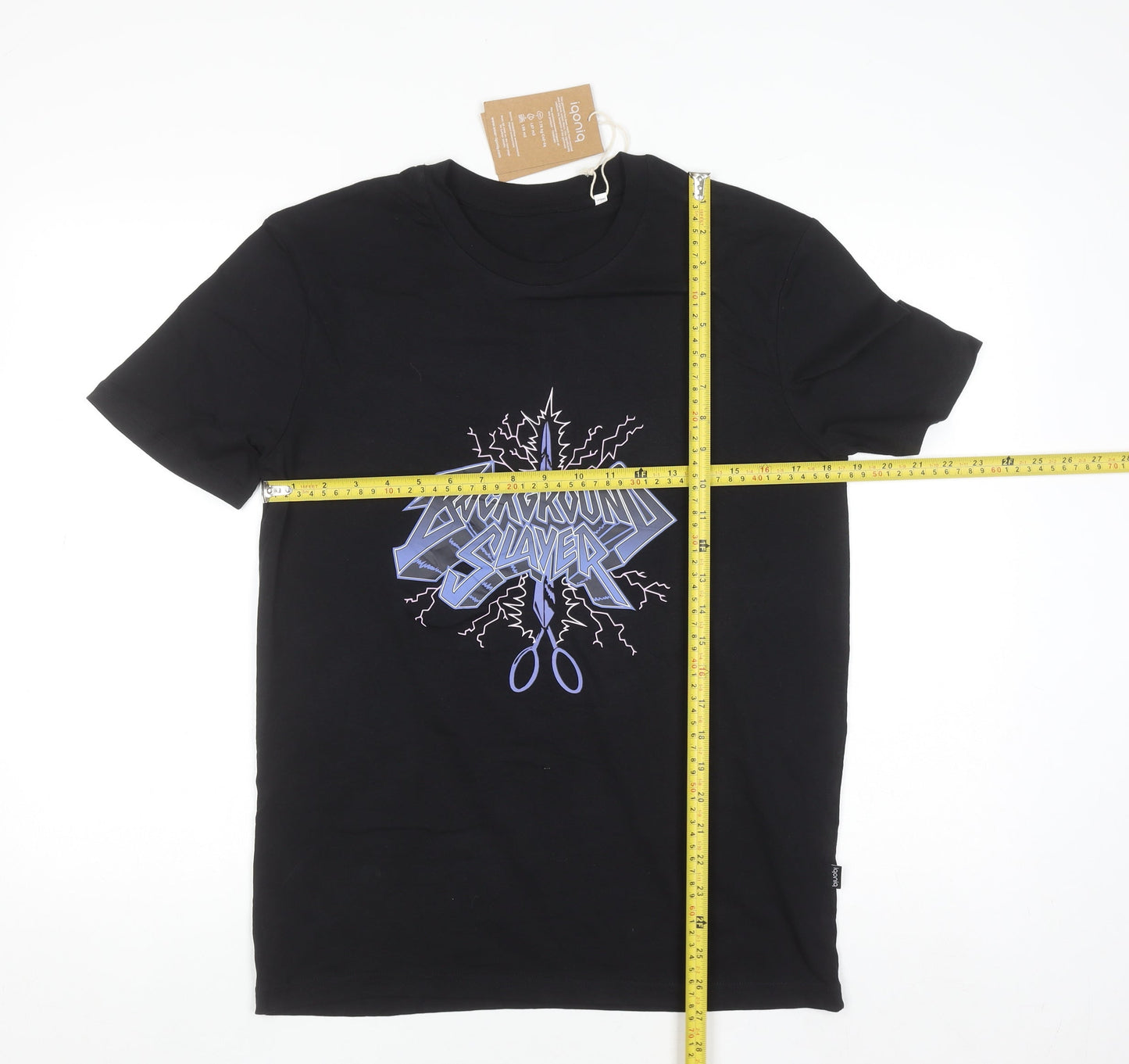 Iqoniq Men's Black 'Background Slayer' Graphic Cotton T-Shirt Size S