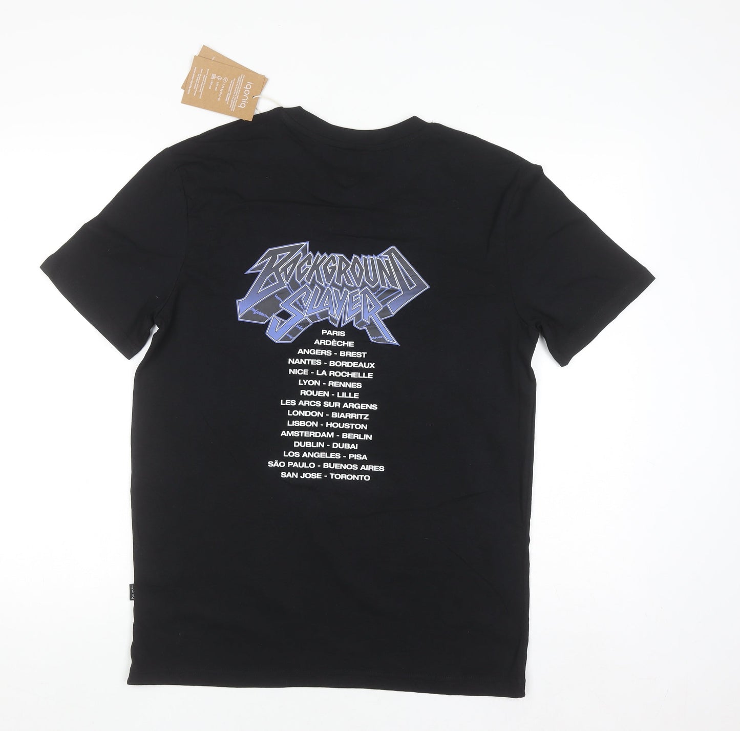 Iqoniq Men's Black 'Background Slayer' Graphic Cotton T-Shirt Size S