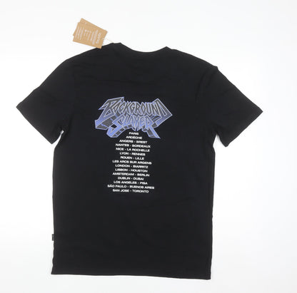 Iqoniq Men's Black 'Background Slayer' Graphic Cotton T-Shirt Size S
