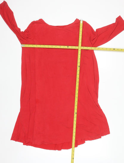 COS Women's Red Shift Dress S 3/4 Sleeve Boat Neck Casual Lightweight