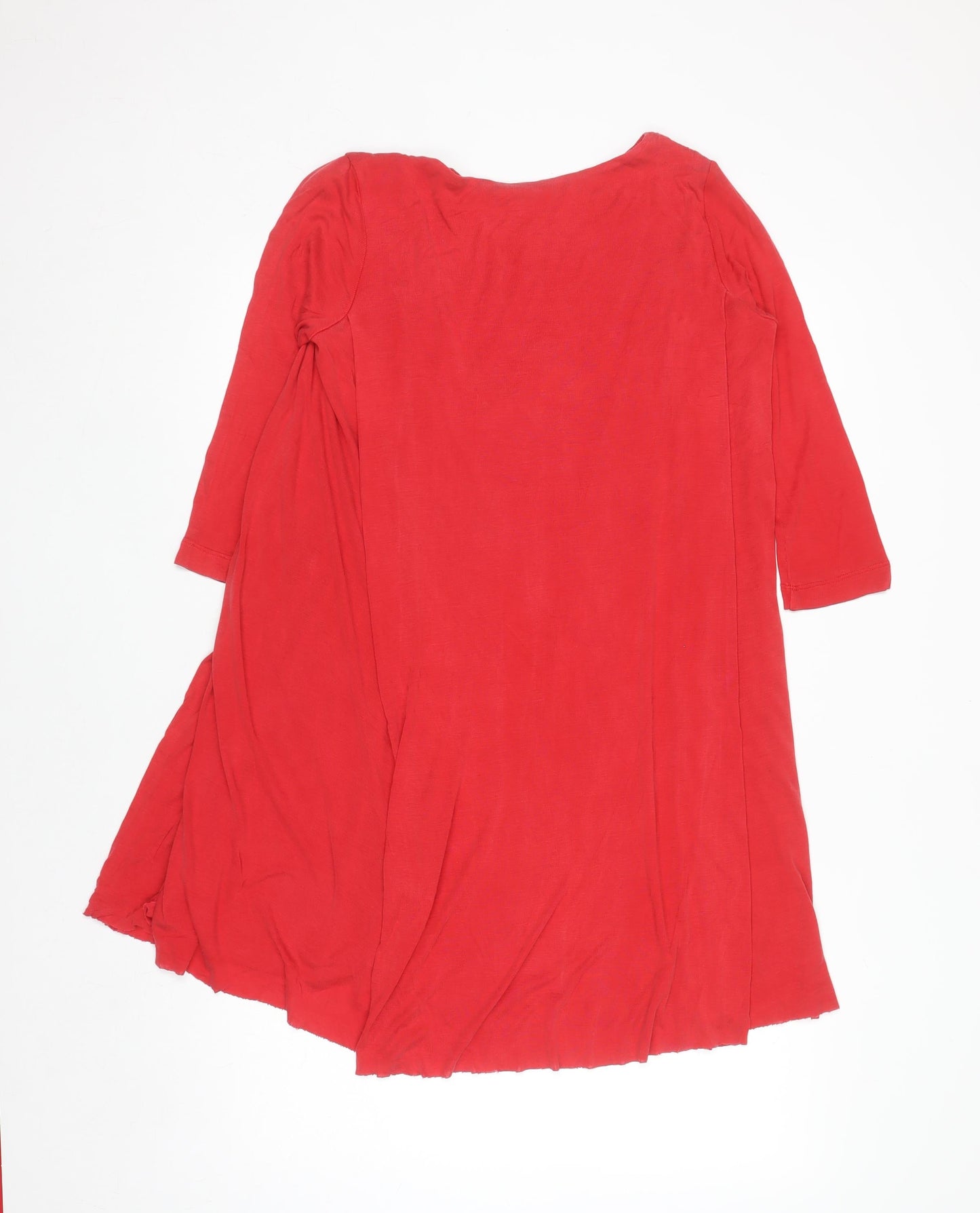 COS Women's Red Shift Dress S 3/4 Sleeve Boat Neck Casual Lightweight