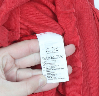COS Women's Red Shift Dress S 3/4 Sleeve Boat Neck Casual Lightweight