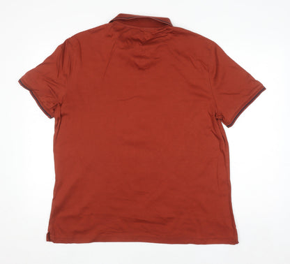 Marks and Spencer Men’s Brown XL Cotton Short Sleeve Polo Shirt
