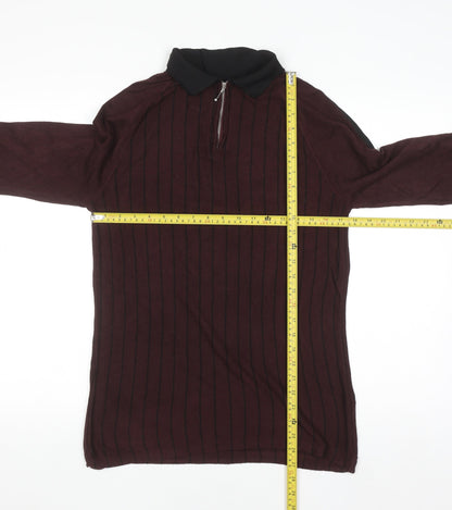 River Island Women Brown Collared Zip Long Sleeve Top S