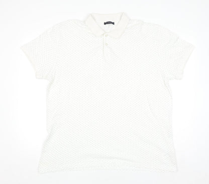 LC Waikiki Men's White 2XL Polka Dot Cotton Polo Shirt