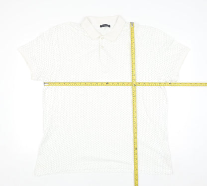 LC Waikiki Men's White 2XL Polka Dot Cotton Polo Shirt