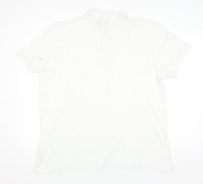 LC Waikiki Men's White 2XL Polka Dot Cotton Polo Shirt