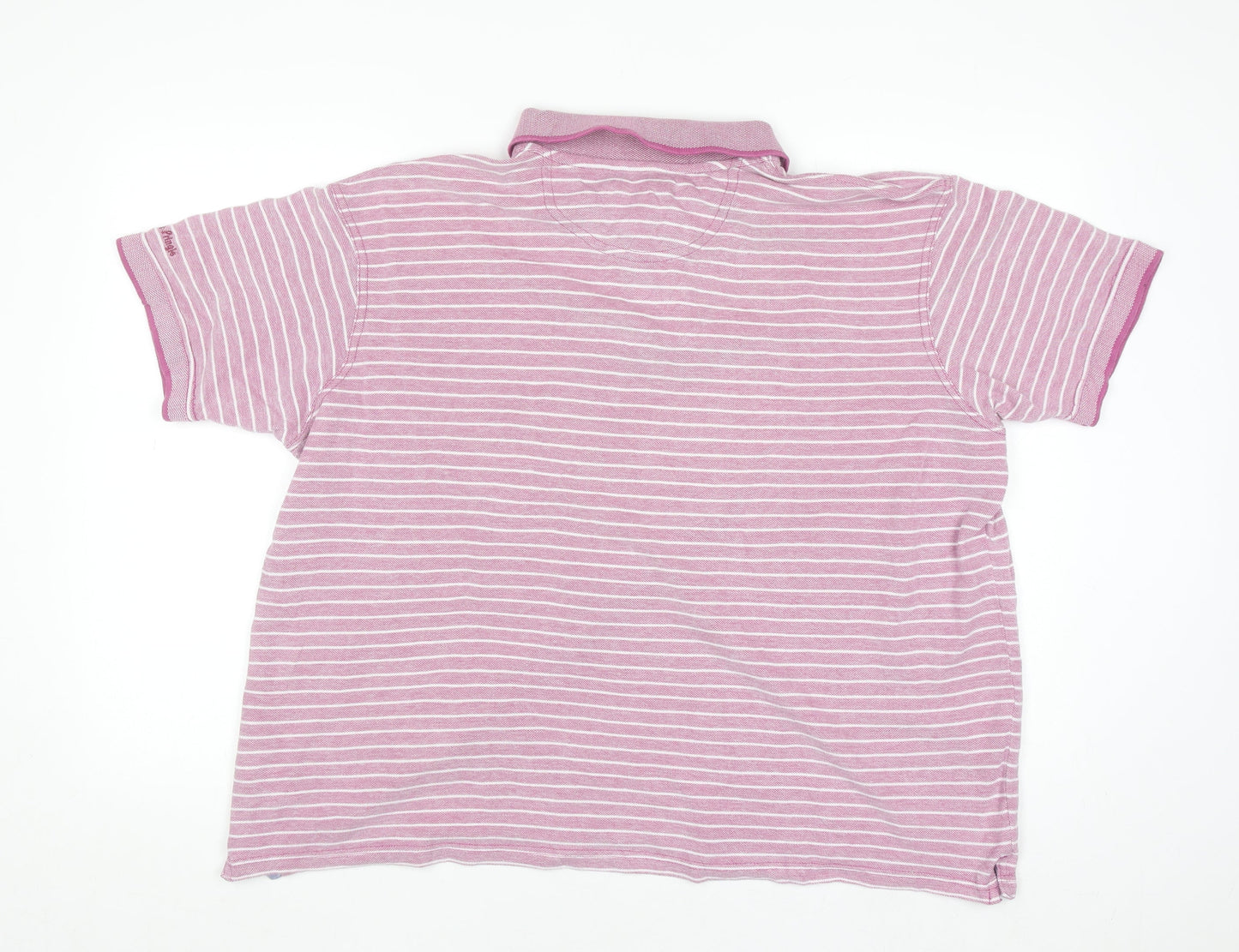 James Pringle Men's Pink Striped Cotton Polo Shirt Size L