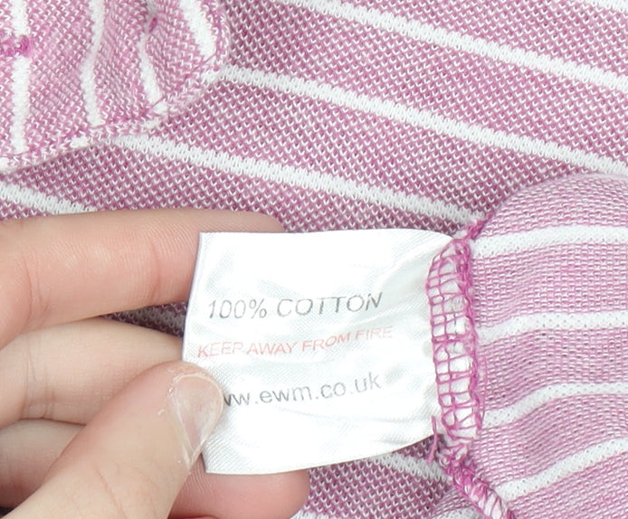James Pringle Men's Pink Striped Cotton Polo Shirt Size L