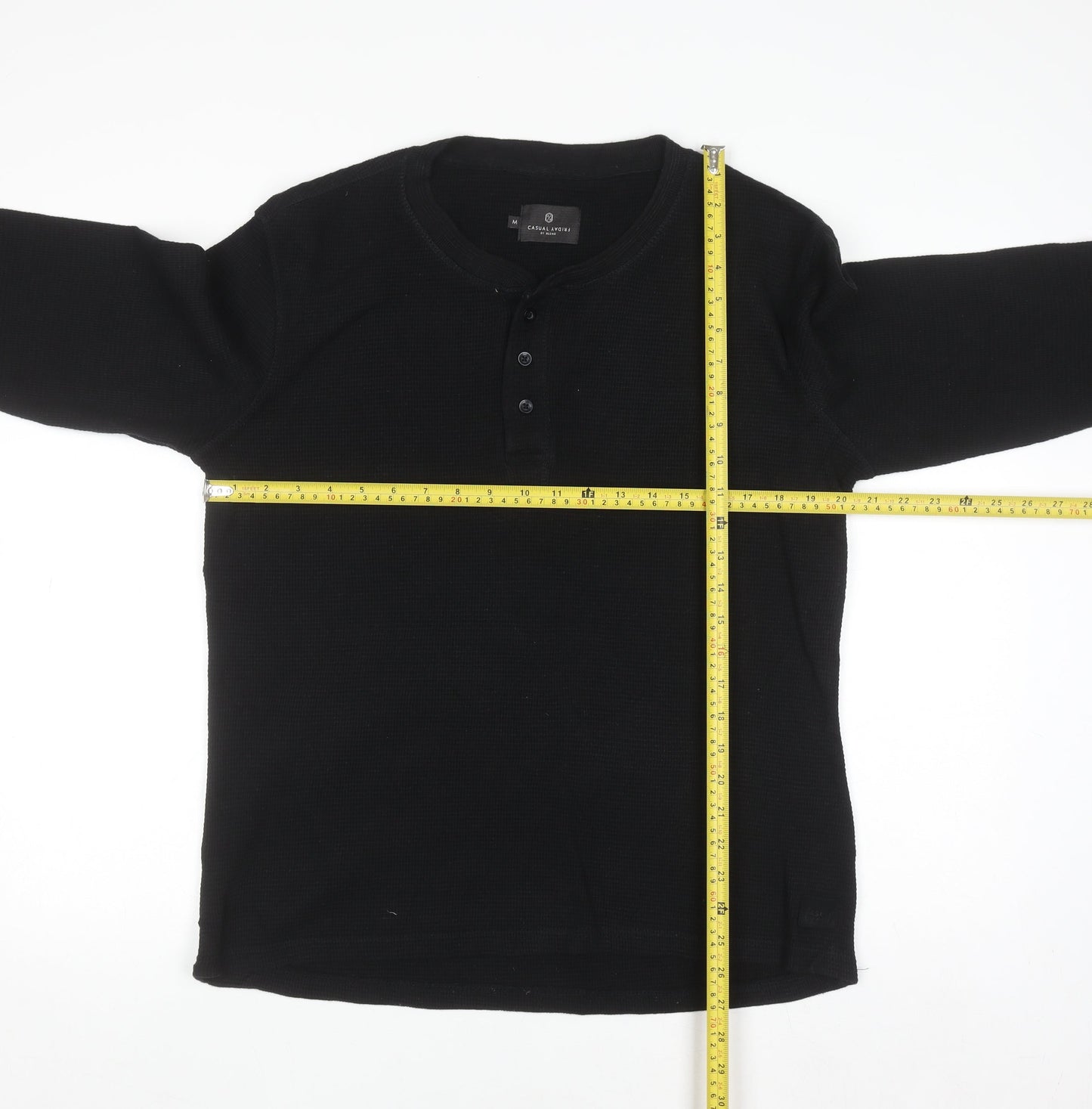 Casual Friday by Blend Men's Black Henley Long Sleeve Jumper M