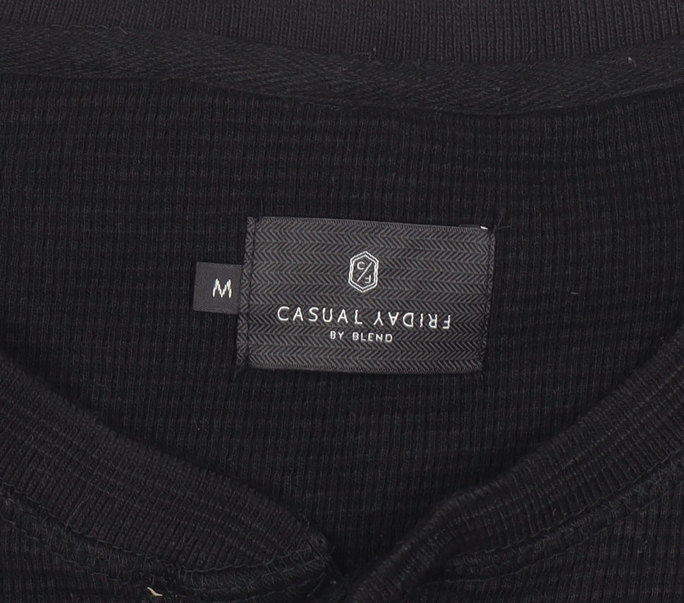 Casual Friday by Blend Men's Black Henley Long Sleeve Jumper M