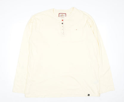 Joe Browns Men's Ivory 2XL Long Sleeve Henley Cotton Casual Top