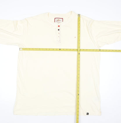 Joe Browns Men's Ivory 2XL Long Sleeve Henley Cotton Casual Top