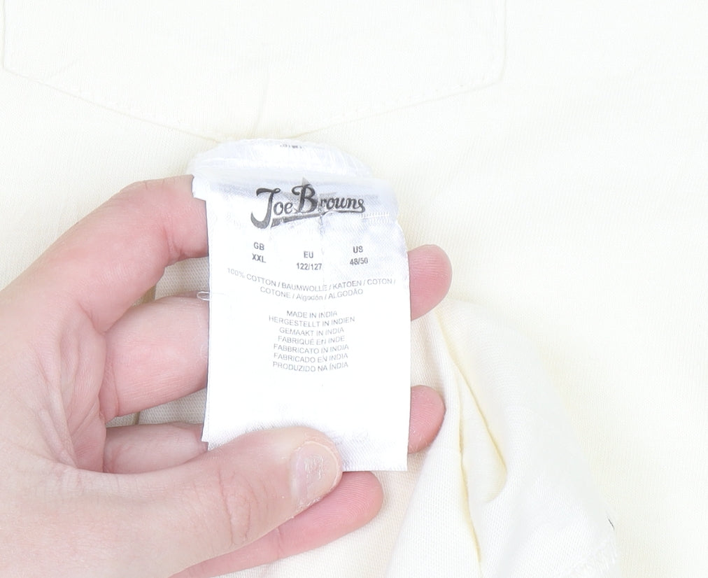 Joe Browns Men's Ivory 2XL Long Sleeve Henley Cotton Casual Top