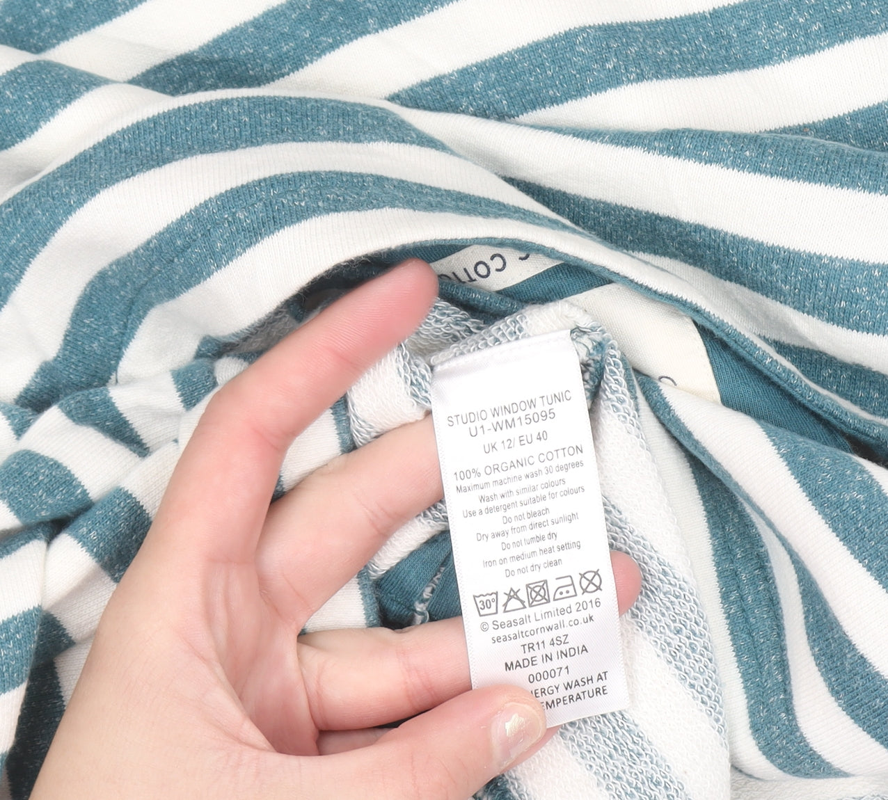 Seasalt Cornwall Women’s Blue Striped Shift Dress Size 12 Cotton
