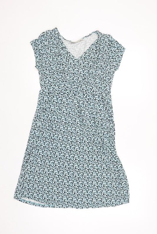 JoJo Maman Bébé Women Blue Geometric Wrap Dress Size S