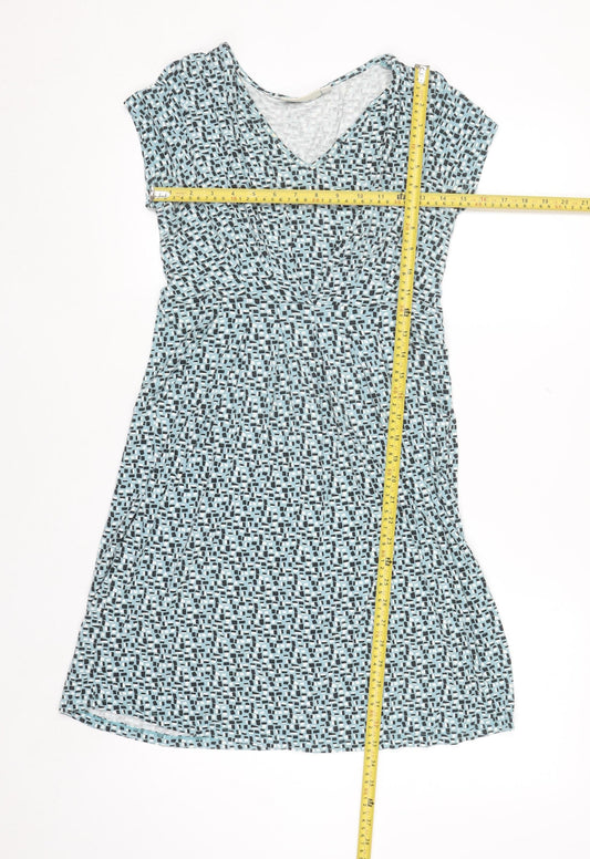 JoJo Maman Bébé Women Blue Geometric Wrap Dress Size S