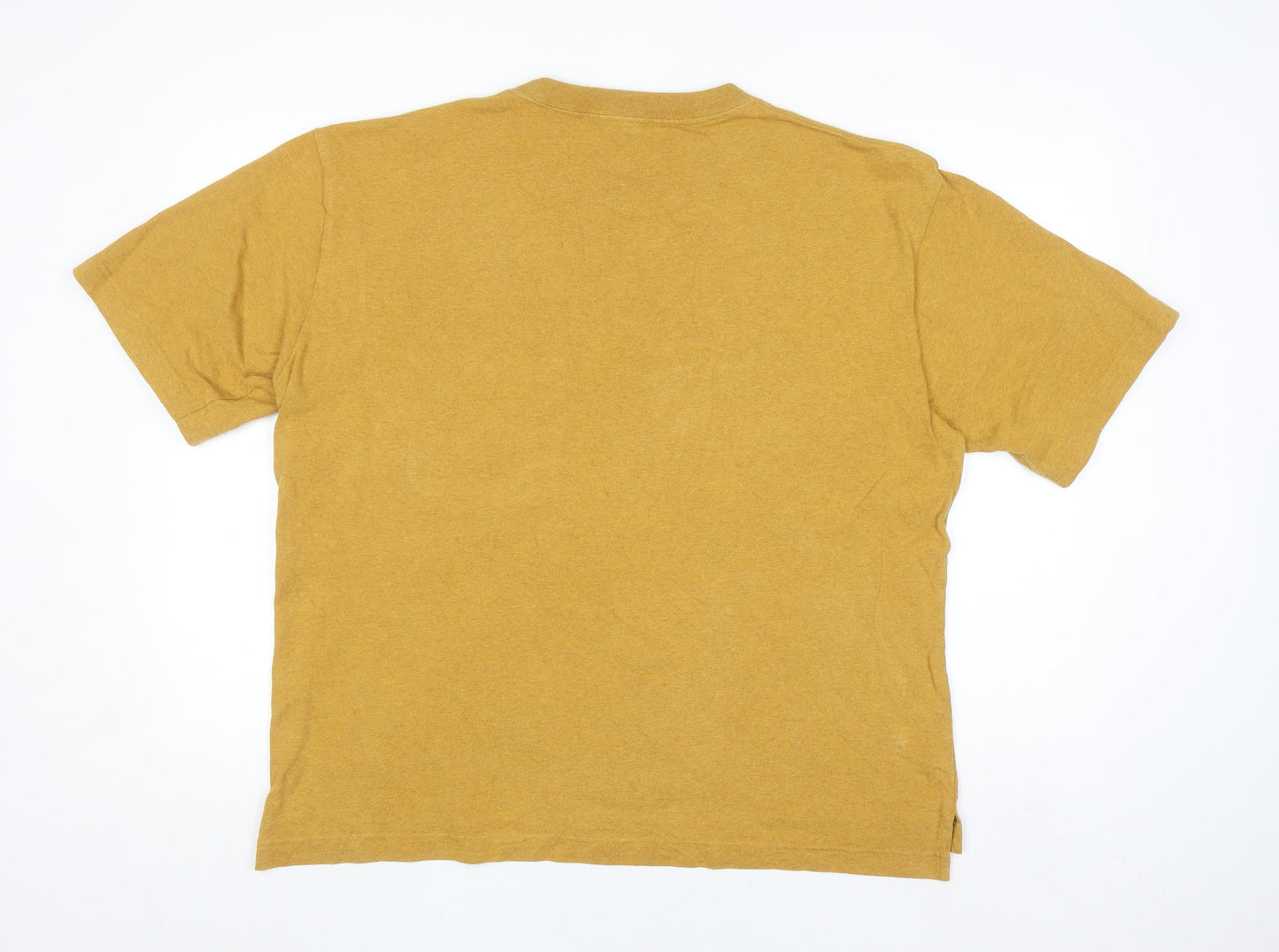 Uniqlo Men Yellow Cotton Crew Neck Pocket T-Shirt Size M