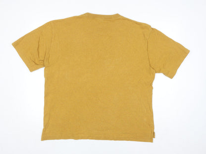 Uniqlo Men Yellow Cotton Crew Neck Pocket T-Shirt Size M