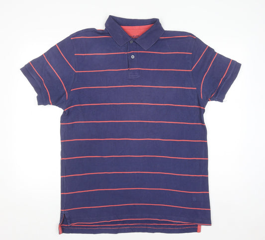 Charles Tyrwhitt Men's Blue Striped Cotton Polo Shirt Size L