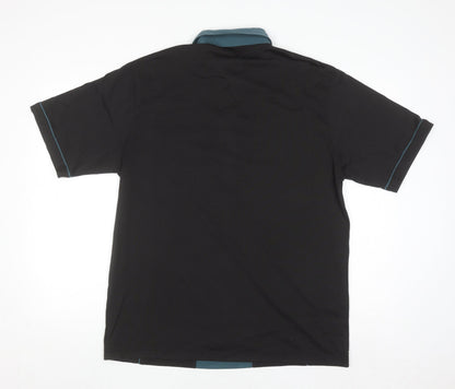 Gabicci Mens Black Retro Colourblock Short Sleeve Polo Shirt L