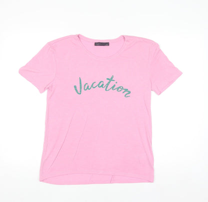 Marks and Spencer Women’s Pink Glitter Vacation T-Shirt Size 6