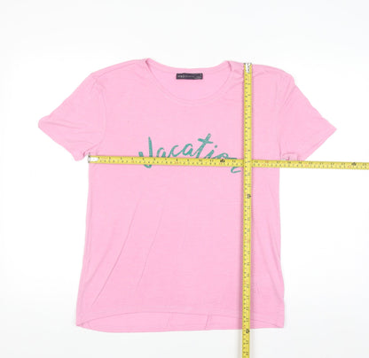 Marks and Spencer Women’s Pink Glitter Vacation T-Shirt Size 6