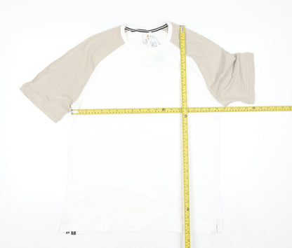 Decathlon Men’s White Beige Colourblock Crew Neck Cotton T-Shirt M