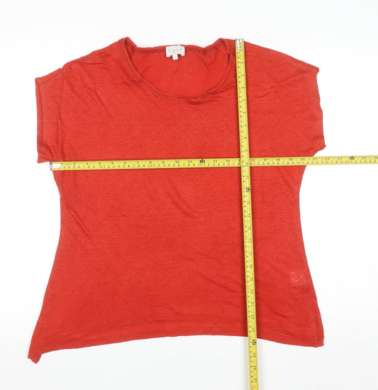 EAST Women's Red Linen Short Sleeve Basic T-Shirt Size 12