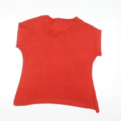 EAST Women's Red Linen Short Sleeve Basic T-Shirt Size 12