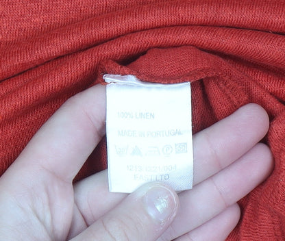 EAST Women's Red Linen Short Sleeve Basic T-Shirt Size 12