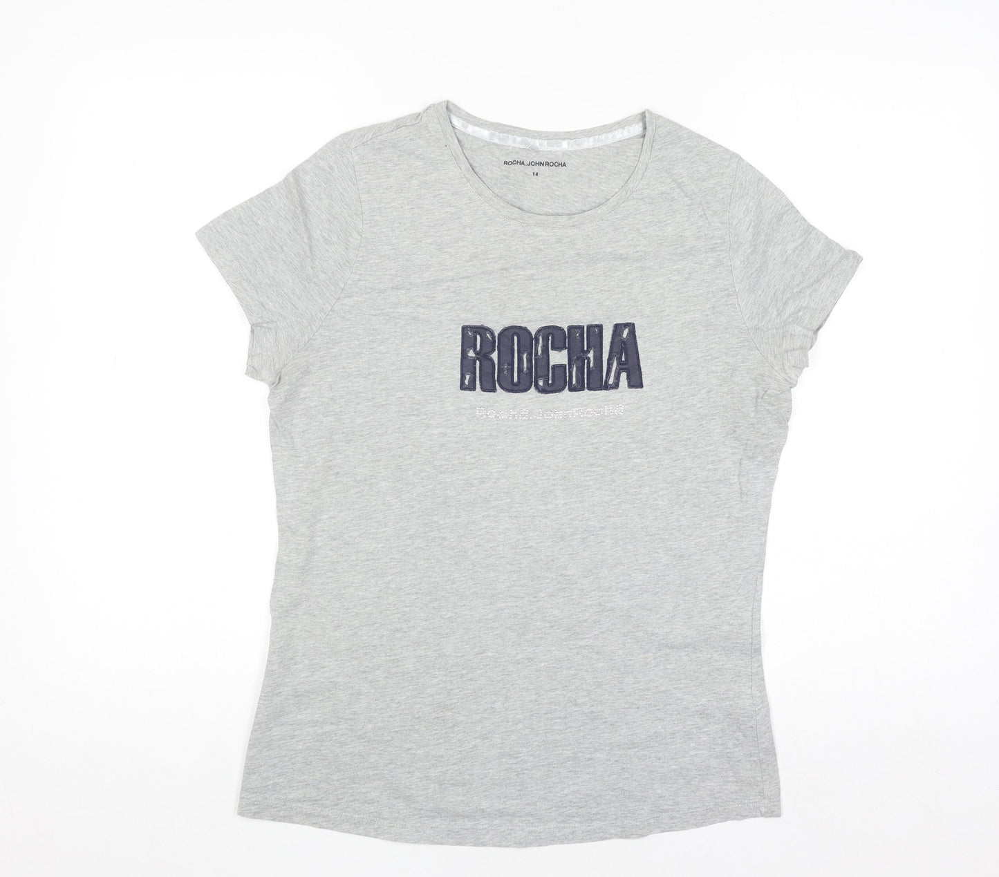 Rocha John Rocha Women’s Grey Cotton Short Sleeve T-Shirt Size 14