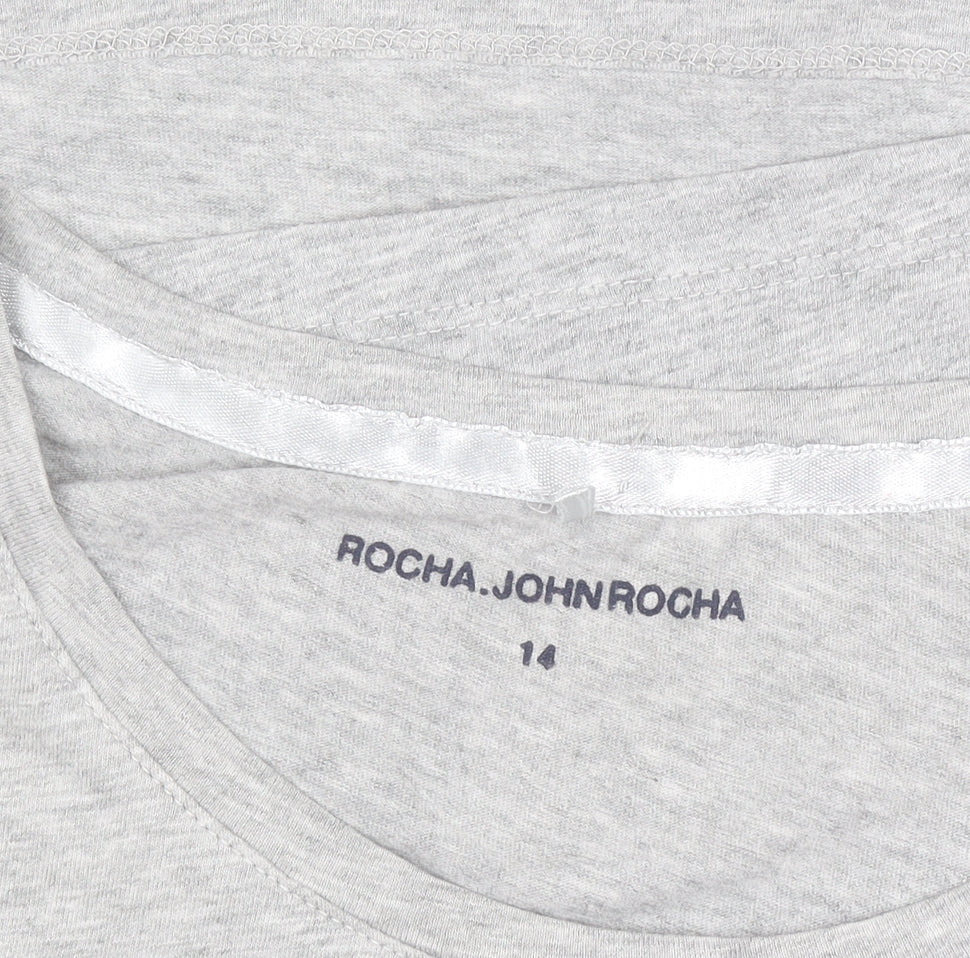 Rocha John Rocha Women’s Grey Cotton Short Sleeve T-Shirt Size 14