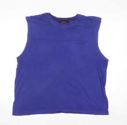 Pierre Cardin Men's Blue 2XL Sleeveless Cotton Top
