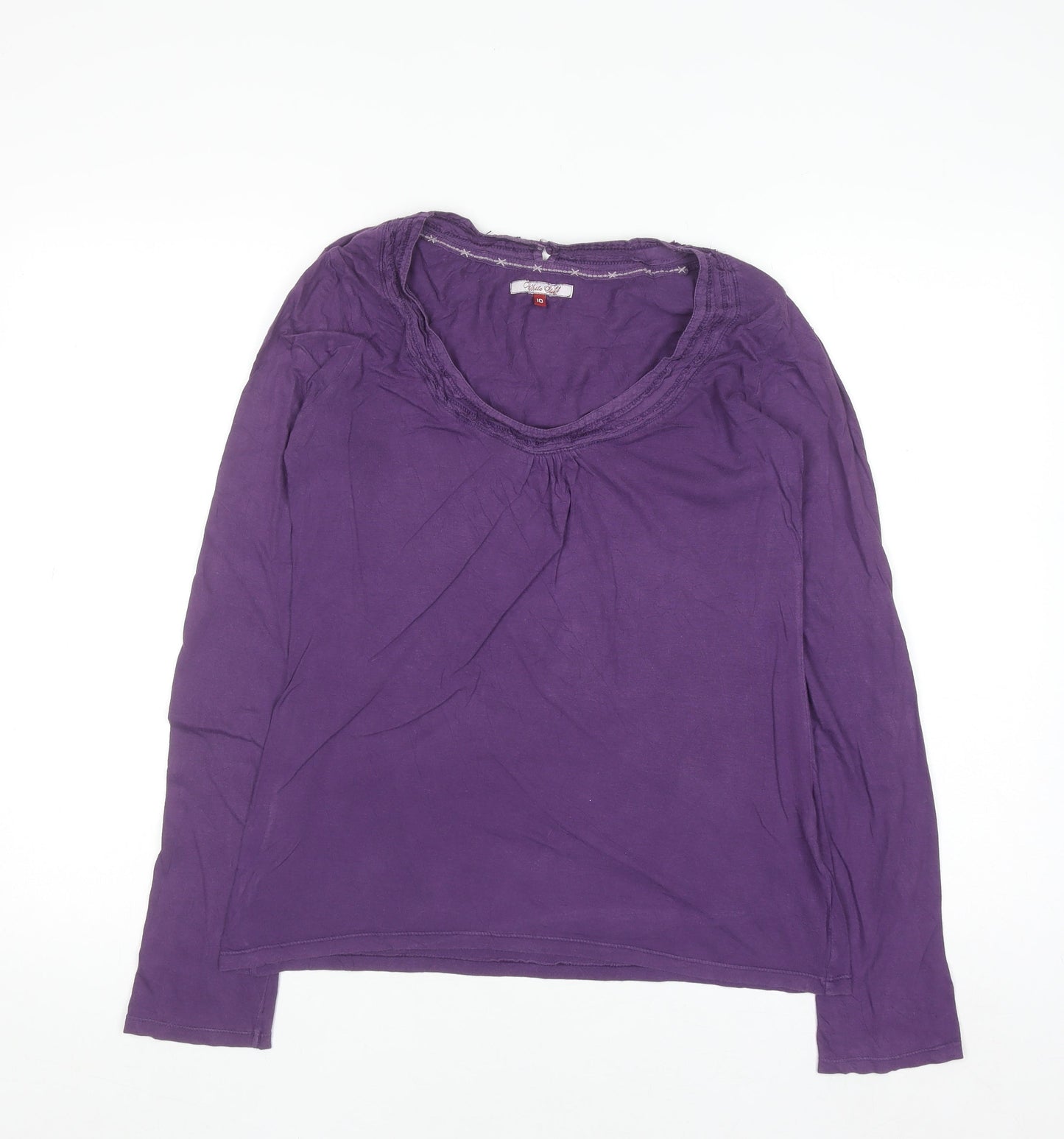 White Stuff Women's Purple Cotton Long Sleeve Blouse Size 10