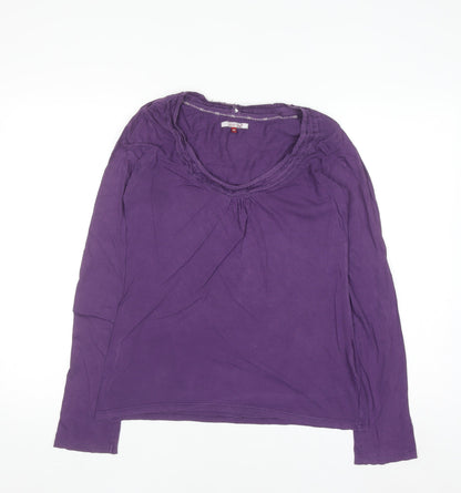 White Stuff Women's Purple Cotton Long Sleeve Blouse Size 10