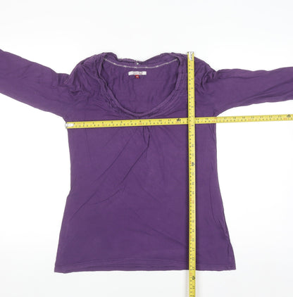 White Stuff Women's Purple Cotton Long Sleeve Blouse Size 10